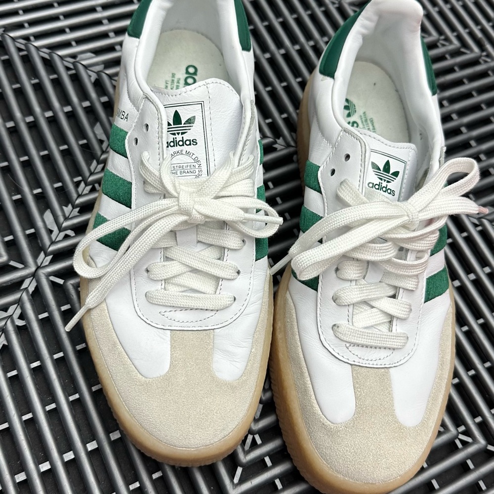 adidas Samba White with Green Stripes and Gum Sole - Picture 5 of 5